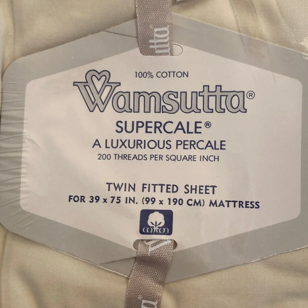 Wamsutta Supercale Cream twin Fitted Sheet in package